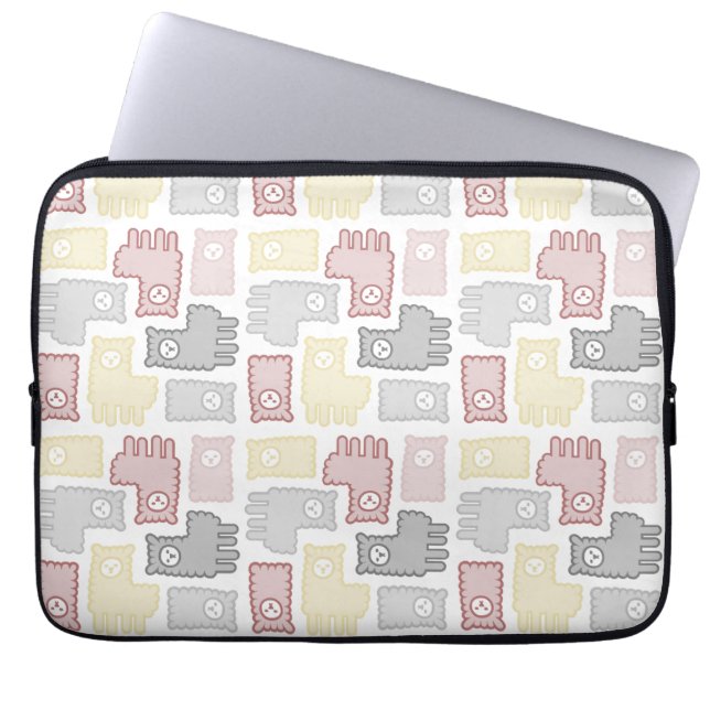 Capa Para Notebook Cute Pastel Llama Puzzle Pattern (Frente)