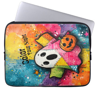 Capa Para Notebook Cute Patchwork Ghost Colorful Splatter Art