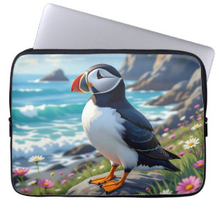 Capa Para Notebook Cute Puffin on the Seashore tema