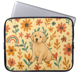 Capa Para Notebook Cute Puppy & Boho Flowers