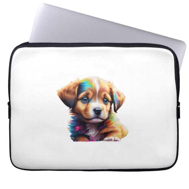 Capa Para Notebook Cute Puppy Feita de Cores Líquidas (Frente)