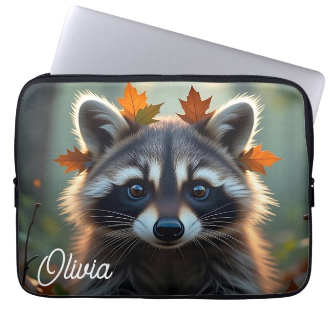 Capa Para Notebook Cute Raccoon em queda deixa personalizado (Frente)
