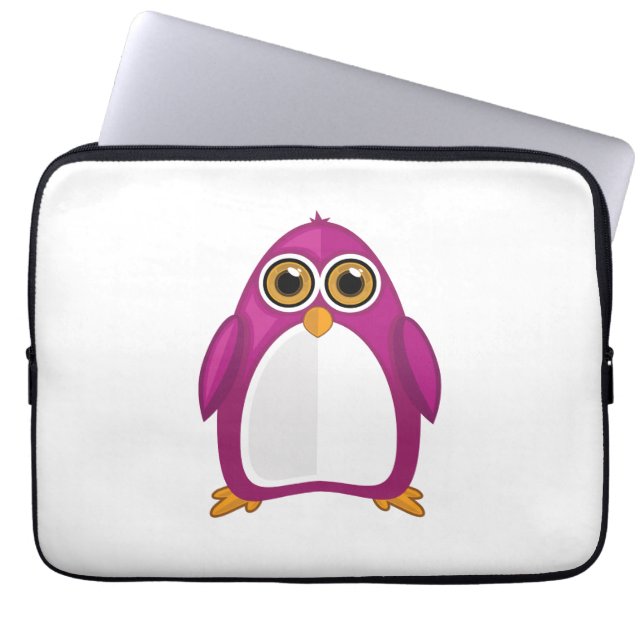 Capa Para Notebook Cute Red Violet Penguin Kawaii Cartoon Big Eyes (Frente)