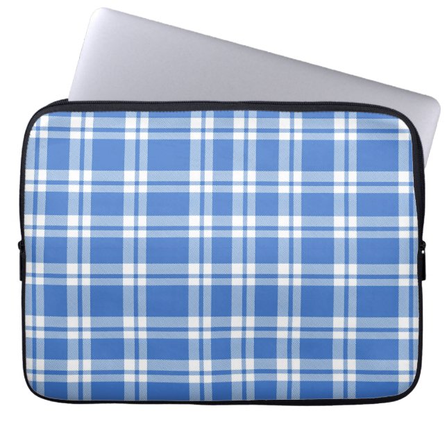 Capa Para Notebook Cute Retro Blue Gingham Plaid Pattern (Frente)