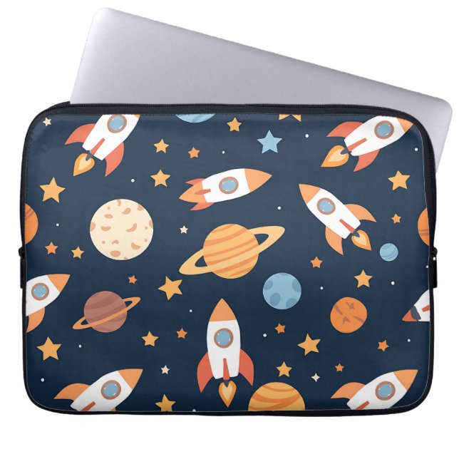 Capa Para Notebook Cute Rockets Planets Space Pattern (Frente)