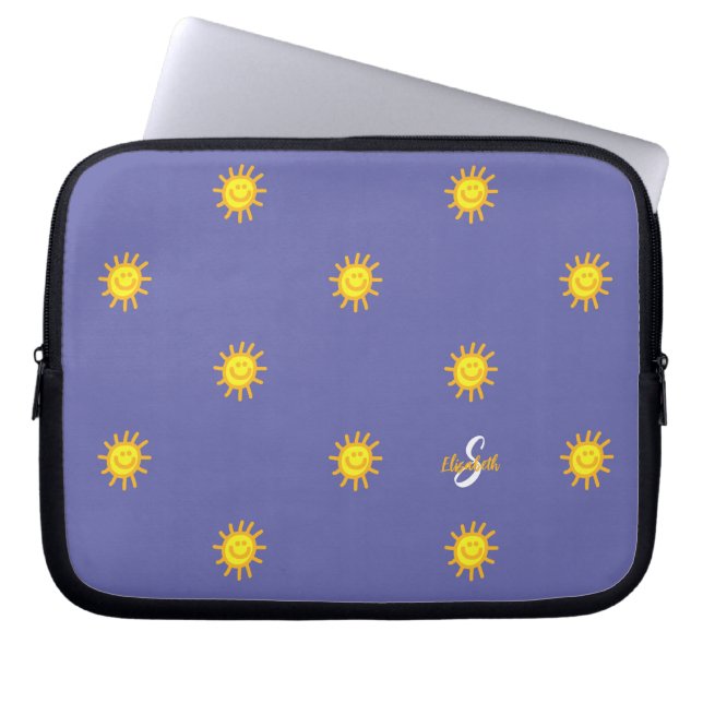 Capa Para Notebook Cute Sunshine Feliz Nome do Rosto Inicial (Frente)