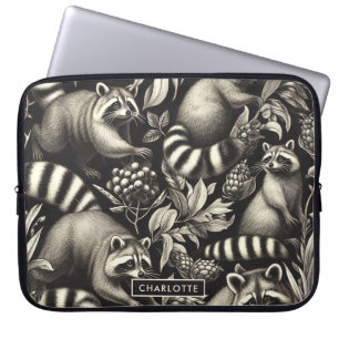 Capa Para Notebook Cute Vintage Racoon Seamless