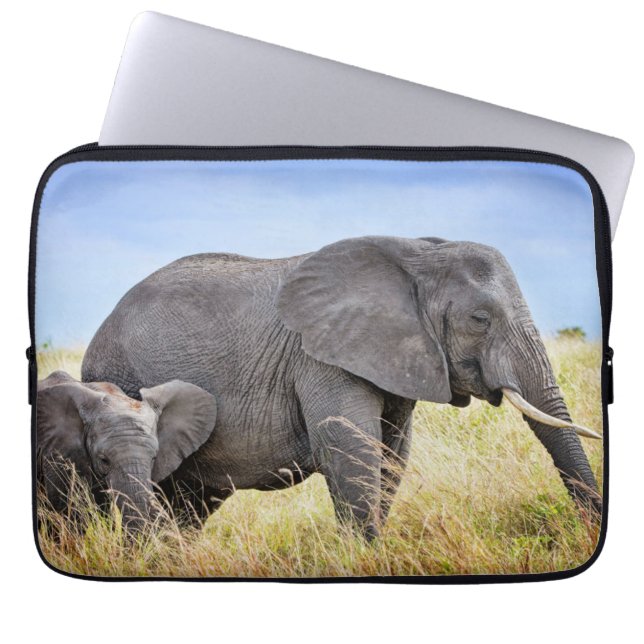 Capa Para Notebook Cutest Baby Animals | African Elephant & Mother (Frente)