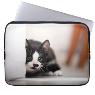 Capa Para Notebook Cutest Baby Animals Black & White Kitten