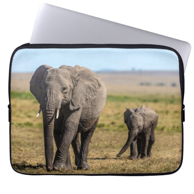 Capa Para Notebook Cutest Baby Animals | Elephant Mother & Baby (Frente)