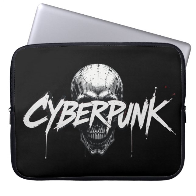 Capa Para Notebook Cyberpunk Grafite de Neoprene do Crânio (Frente)