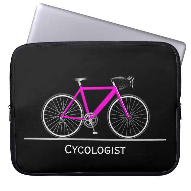 Capa Para Notebook Cycologist Pink Bike em Preto (Frente)
