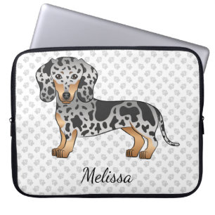 Capa Para Notebook Dachshund de pelo curto dapple preto e bronze & No