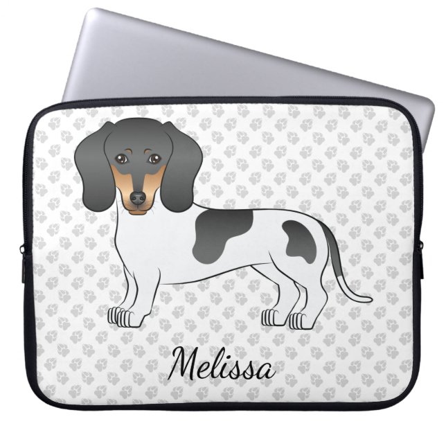 Capa Para Notebook Dachshund de pelo curto piebald preto e bronzeado  (Frente)