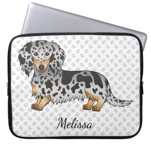 Capa Para Notebook Dachshund E Nome Do Cabelo Longo De Preto E Barrad