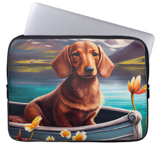 Capa Para Notebook Dachshund em um remo: Uma aventura cênica