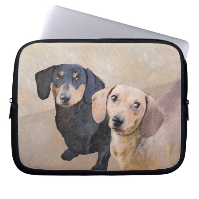 Capa Para Notebook Dachshund (Smooth) Painting - Original Dog Art (Frente)