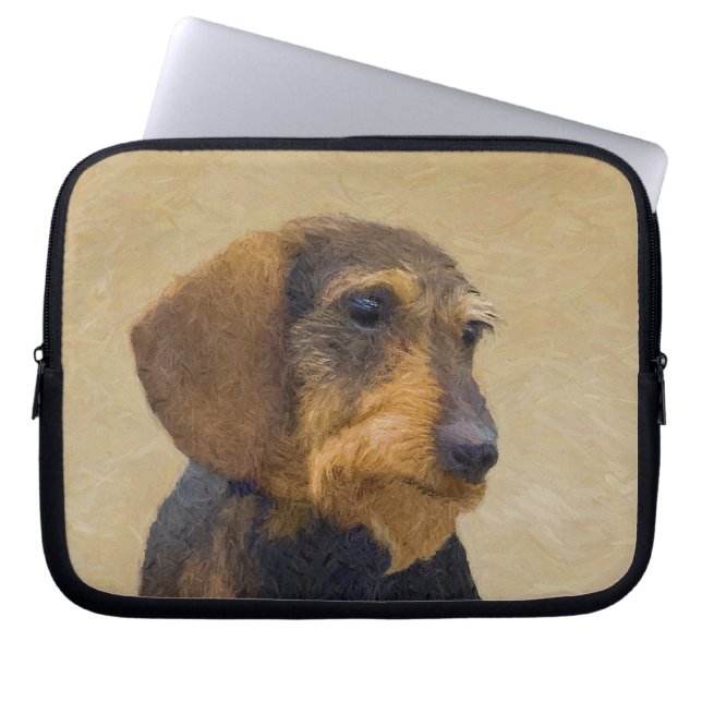 Capa Para Notebook Dachshund (Wirehaired) Pintura Original para Cacho (Frente)
