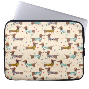 Capa Para Notebook Dachshunds engraçados em chapéus e suéteres