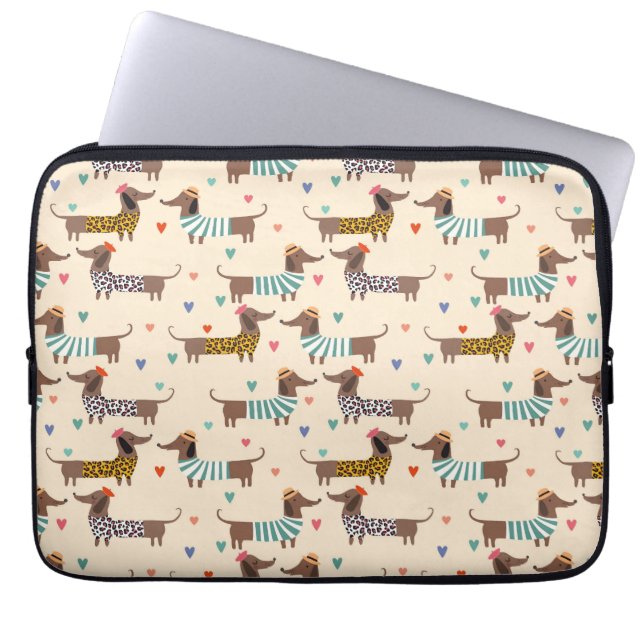 Capa Para Notebook Dachshunds engraçados em chapéus e suéteres (Frente)
