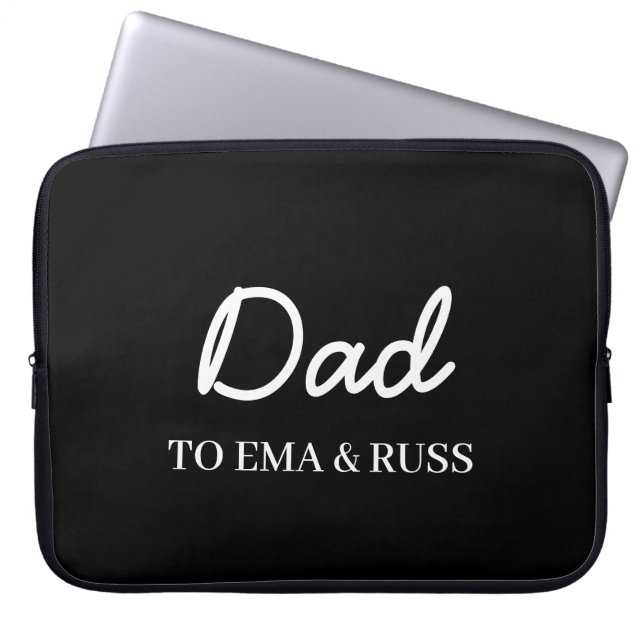 Capa Para Notebook Daddy Modern Kids Names Father’s Day Black (Frente)