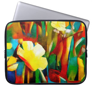 Capa Para Notebook Daffodils. Composição floral de abstrato num cubis