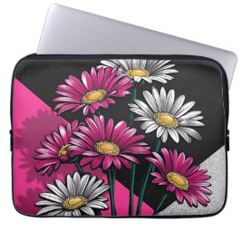 Capa Para Notebook Daisies Pink and White Electronics Bag
