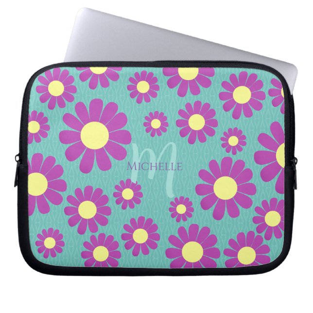 Capa Para Notebook Daisy Lilac Teal (Frente)