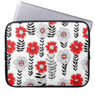 Capa Para Notebook Daisy rabiscos em vermelho e preto