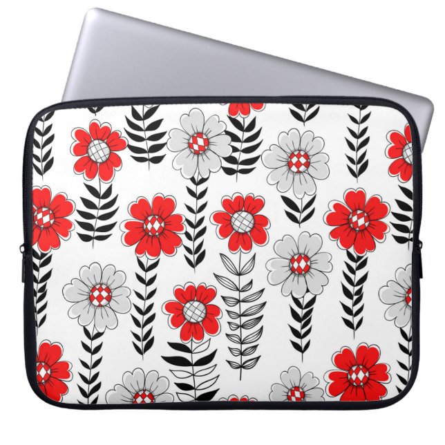 Capa Para Notebook Daisy rabiscos em vermelho e preto (Frente)