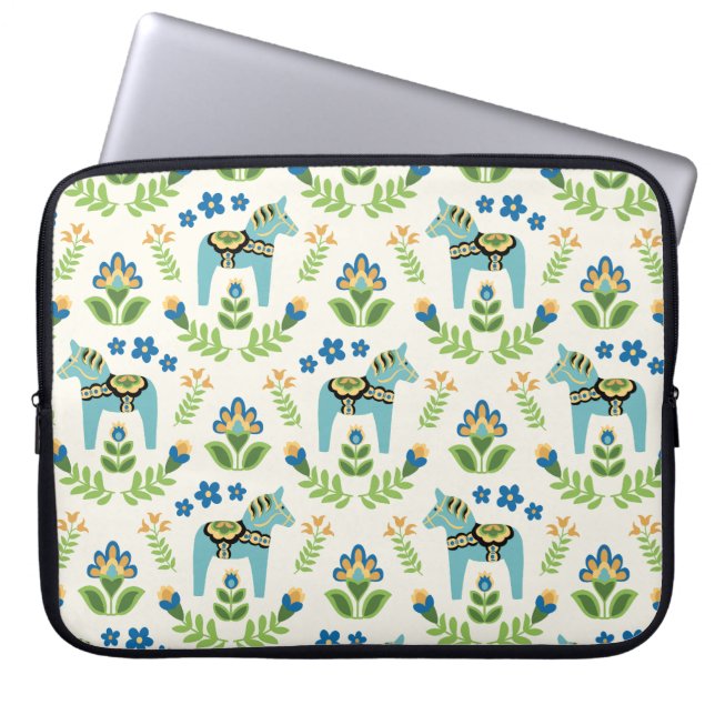 Capa Para Notebook Dala Horses Teal Sueco (Frente)