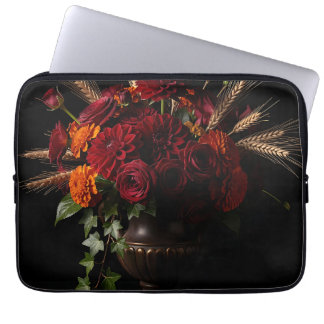 Capa Para Notebook Dálias de Trigo de Rosas Borgonha Vida Morta Flora