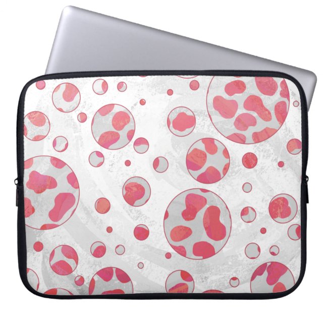 Capa Para Notebook Dálmata de Bolinhas Rosa e Branco (Frente)