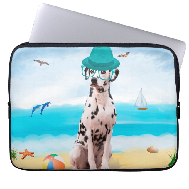 Capa Para Notebook Dalmation Dog on Beach (Frente)