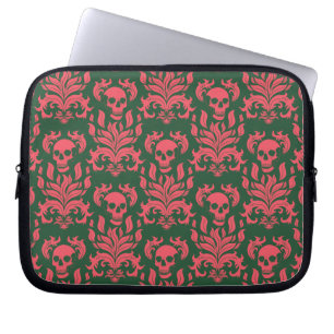 Capa Para Notebook Damasco com Chama de Caveira em cor-de-rosa-de-cho