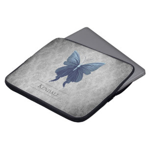 Capa Para Notebook Damasco de Borboleta Azul