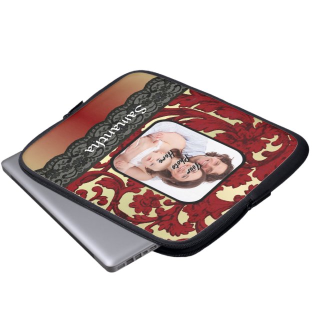 Capa Para Notebook Damasco de ferrugem vermelho (Frente Inferior)
