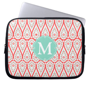 Capa Para Notebook Damasco elegante moderno Paisley coral