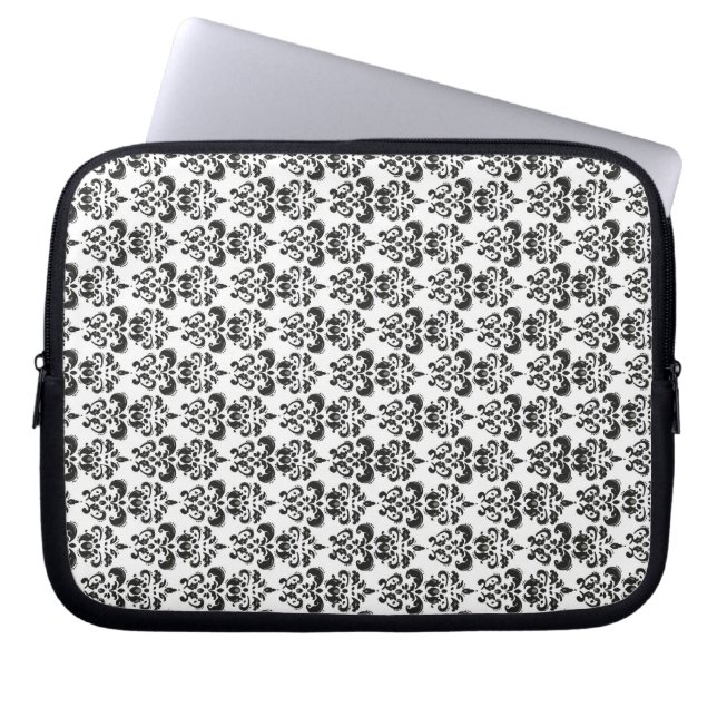 Capa Para Notebook Damasco preto e branco (Frente)
