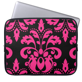 Capa Para Notebook Damasco vitorioso rosa-quente e preto