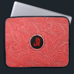 Capa Para Notebook Damascos Florais Embosalizados Vermelhos Monograma<br><div class="desc">Efeito floral de ornamentado vermelho elegante monograma com aspecto de madeira pintado. Poucas cores estão disponíveis,  mas sinta-se livre para solicitar qualquer cor que desejar. Design é apenas uma imagem e não uma textura real em relevo ou madeira.</div>