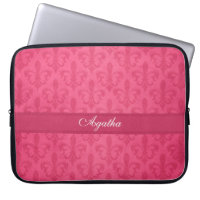 Damask fleur de lis com o nome de caixa de laptop 
