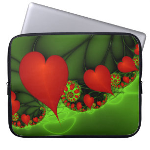 Capa Para Notebook Dançando Corações Vermelhos Modernos Arte Fractal