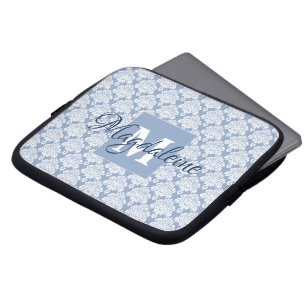 Capa Para Notebook Dano Azul-Vintage Elegante Monograma