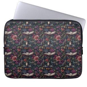 Capa Para Notebook Dark Academia Vintage Floral, Aves e Livros