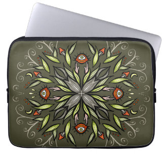 Capa Para Notebook Dark Forest Green Goblincore Mushroom Eyes Trippy
