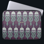 Capa Para Notebook Dark Mark Geometric Icon Pattern<br><div class="desc">Embrace the darker side of the wizarding world with this bold Dark Mark inspired pattern design. Featuring an all-over repeat of skulls entwined with serpents, magical symbols, and subtle sparkling accents, this striking artwork captures the mysterious and powerful aesthetic associated with the Dark Arts. Set against a deep, moody background,...</div>