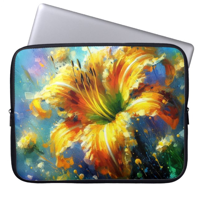 Capa Para Notebook Daylily Daylily Flor Amarelo Impressionista do Tea (Frente)