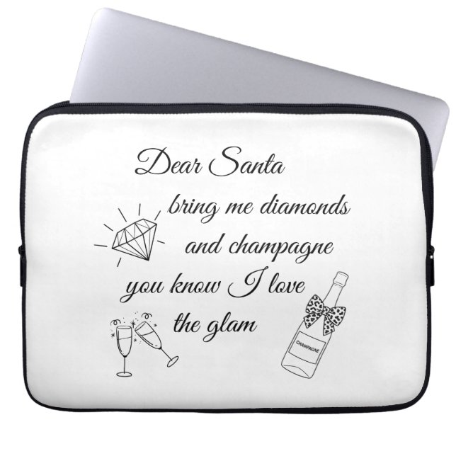 Capa Para Notebook Dear Santa Champagne & Diamonds Line Art Design (Frente)