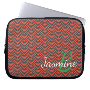 Capa Para Notebook Deco e monograma clássicos de onda vermelha japone